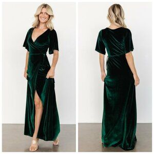 Baltic Born Meghan Emerald Velvet Wrap Maxi Dress